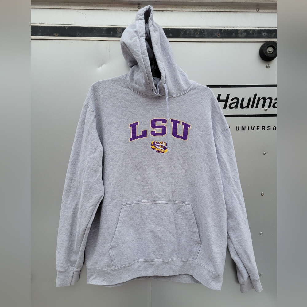 LSU Gray Hoodie with Purple and Yellow Logo Port & Company XL